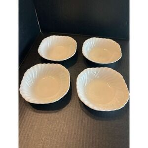JOHNSON BROTHERS SNOWHITE REGENCY SWIRL Set Of 4 Square Cereal Bowls 6"